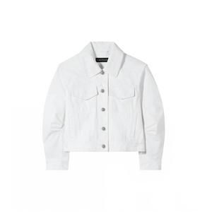 NEW LUISA CERANO women's cropped denim jacket in bleach white